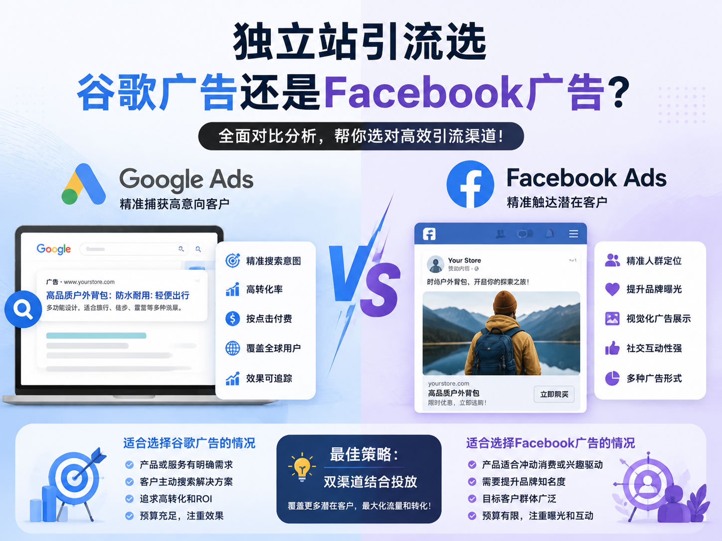 独立站引流选谷歌广告还是Facebook广告？